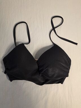 Shade + Shore Black Ribbed Bikini Top